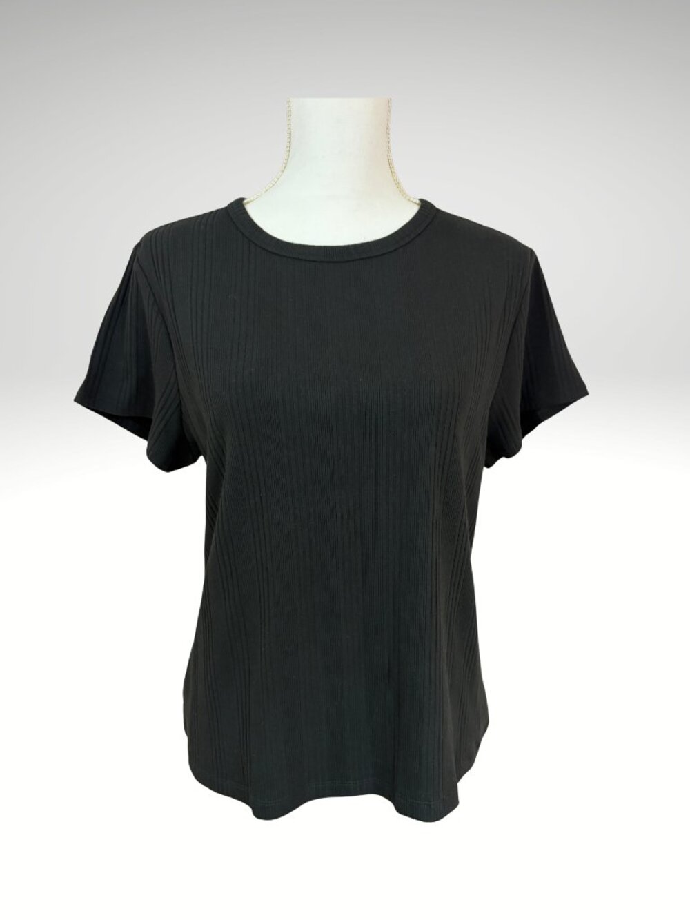 NWT Clean Girl Ribbed Black Fitted Crew Neck Tee Reitmans 2X (SKU: 63W)